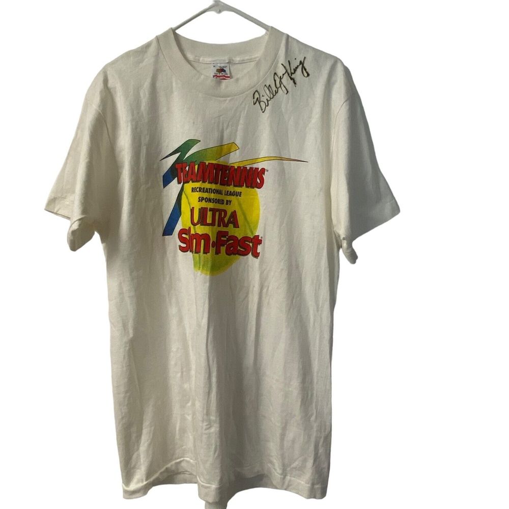 TEAMTENNIS ULTRA SLIM-FAST Signed Billie Jean King Hanes XL T-Shirt (597)